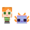Minecraft Flippin’ Figs Alex & Axolotl Figures 2-Pack, 2-in-1 Fidget Play & Pixelated Design HTG27