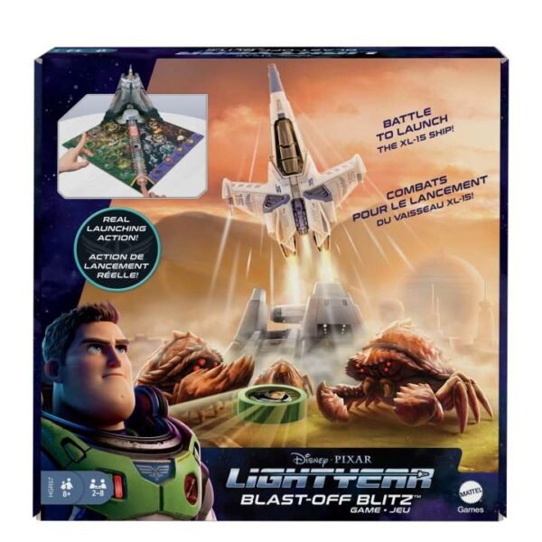 Disney And Pixar Lightyear Blast-Off Blitz Skill & Action Puck-Flipping Game with Team Play for 2 to 8 Players, Movie Themed, Gift for Kids & Lightyear Fans Ages 8 Years & Up HGR57