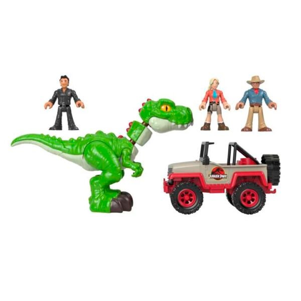 Imaginext Jurassic World T. Rex Dinosaur Toy Set With Dr. Sattler, Dr. Grant & Ian Malcolm, 5 Pieces HMF00