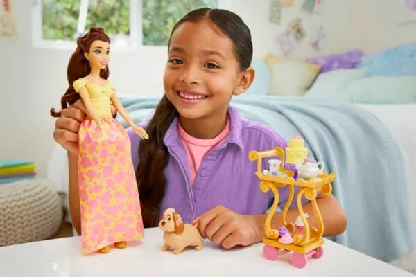 Disney Princess Belle's Tea Time Cart Doll And Playset With Fashion Doll HLW20 - Image 2