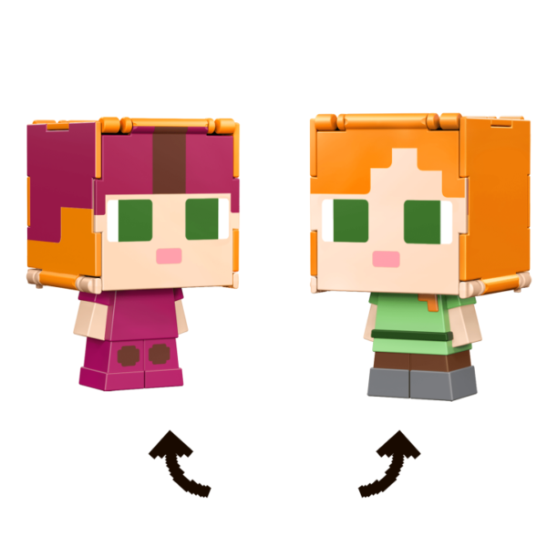 Minecraft Flippin’ Figs Alex & Axolotl Figures 2-Pack, 2-in-1 Fidget Play & Pixelated Design HTG27 - Image 2
