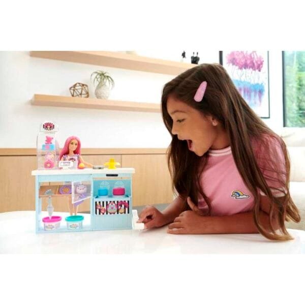 Barbie Doll Bakery Playset With Pink-Haired Petite Doll, Baking Station HGB73 - Image 2