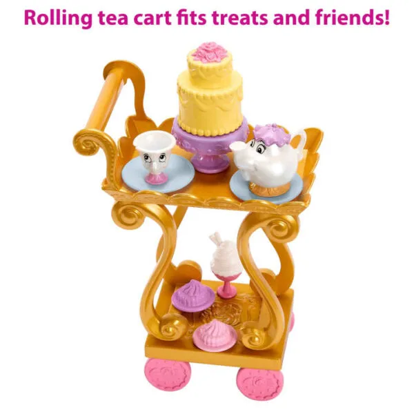 Disney Princess Belle's Tea Time Cart Doll And Playset With Fashion Doll HLW20 - Image 3