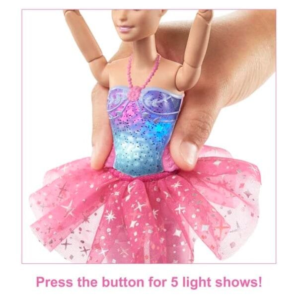 Barbie Dreamtopia Twinkle Lights Ballerina Doll, Blonde With Light-Up Feature Wearing Headband & Tutu HLC25 - Image 4