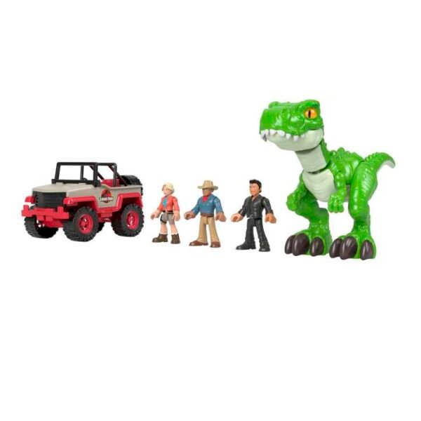 Imaginext Jurassic World T. Rex Dinosaur Toy Set With Dr. Sattler, Dr. Grant & Ian Malcolm, 5 Pieces HMF00 - Image 5