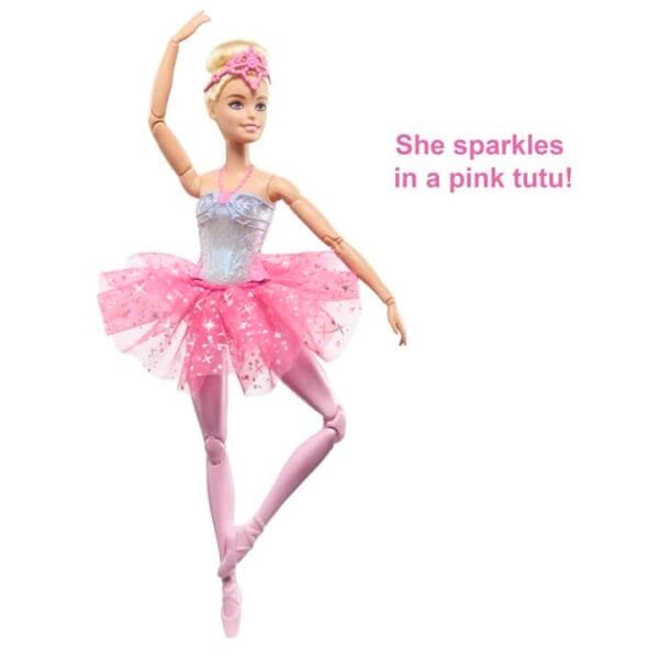 Barbie Dreamtopia Twinkle Lights Ballerina Doll, Blonde With Light-Up Feature Wearing Headband & Tutu HLC25 - Image 5