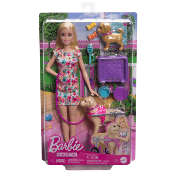 Barbie Doll With A Toy Pup And Dog in A Wheelchair, Plus Pet Accessories HTK37 - Image 6