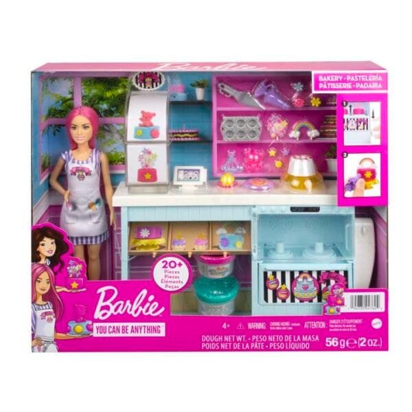 Barbie Doll Bakery Playset With Pink-Haired Petite Doll, Baking Station HGB73 - Image 6