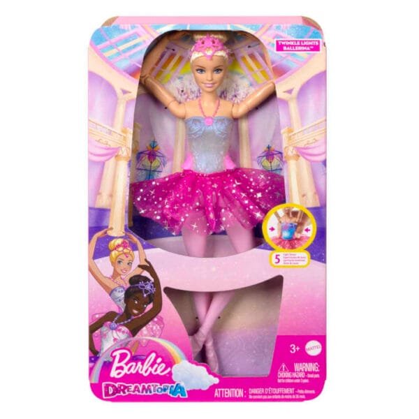 Barbie Dreamtopia Twinkle Lights Ballerina Doll, Blonde With Light-Up Feature Wearing Headband & Tutu HLC25 - Image 7