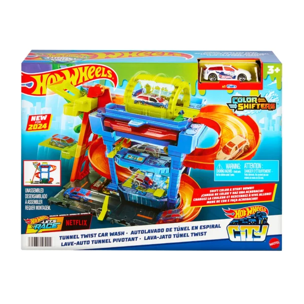 Hot Wheels City Tunnel Twist Car Wash & Color Shifters Vehicle in 1:64 Scale HTN80 - Image 8