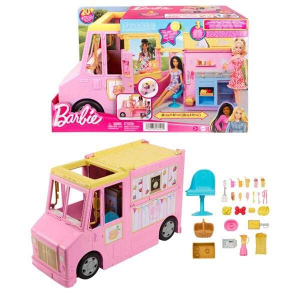 Barbie Sets, Lemonade Truck Playset with 25 Pieces HPL71