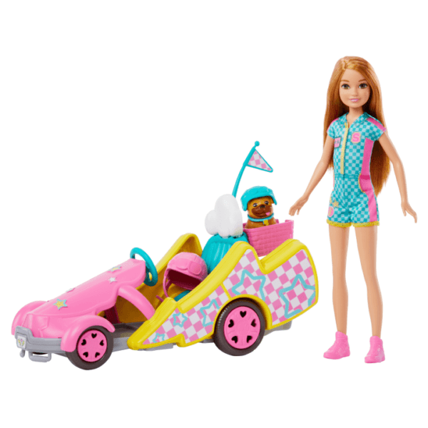 Barbie Stacie Racer Doll With Go-Kart Toy Car, Dog, Accessories, & Sticker Sheet HRM08