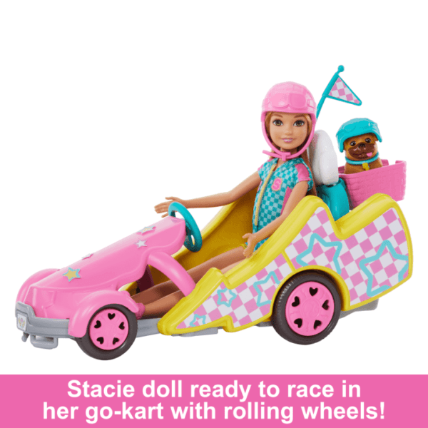 Barbie Stacie Racer Doll With Go-Kart Toy Car, Dog, Accessories, & Sticker Sheet HRM08 - Image 2