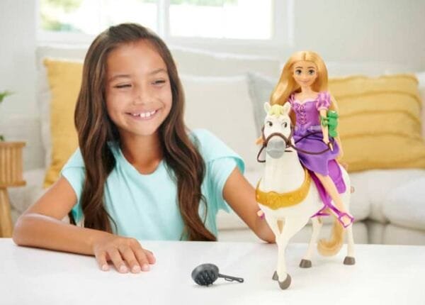 Disney Princess Rapunzel Doll And Maximus Horse Set With Saddle With Doll Clip HLW23 - Image 2