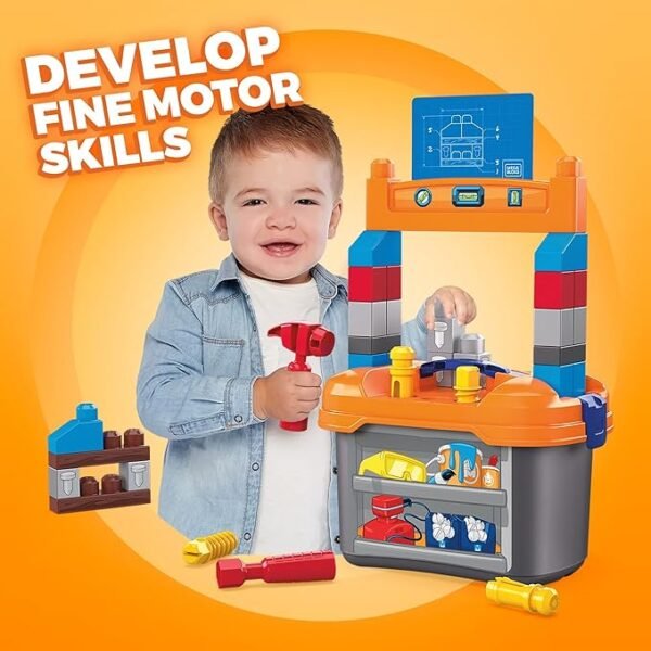 Mega Bloks Workbench with 36 Pieces, Building Block Set, Construction Toy GNT92 - Image 2