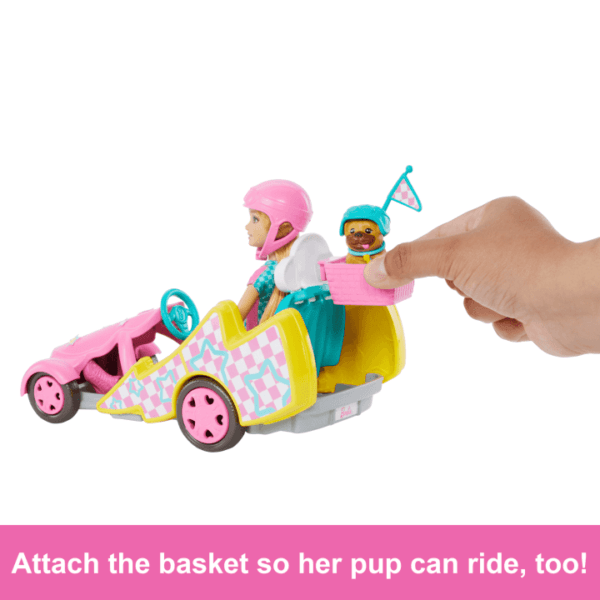 Barbie Stacie Racer Doll With Go-Kart Toy Car, Dog, Accessories, & Sticker Sheet HRM08 - Image 3