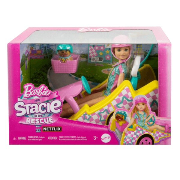Barbie Stacie Racer Doll With Go-Kart Toy Car, Dog, Accessories, & Sticker Sheet HRM08 - Image 6