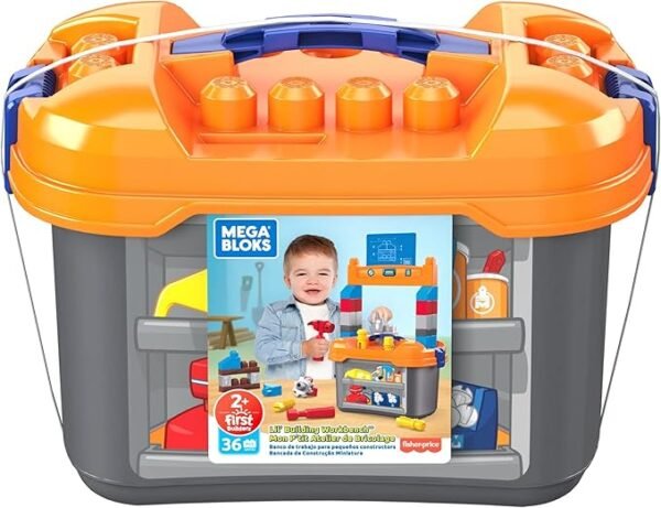 Mega Bloks Workbench with 36 Pieces, Building Block Set, Construction Toy GNT92 - Image 6