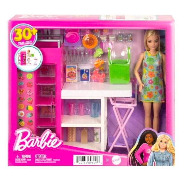 Barbie Doll And Ultimate Pantry Playset, Barbie Kitchen Add-On With Food-Themed Pieces HJV38 - Image 6