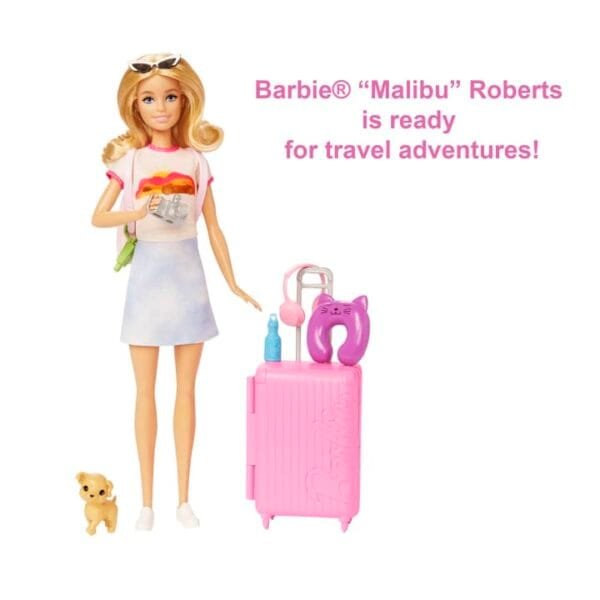 Barbie Doll And Accessories, 'Malibu' Travel Set Including Working Suitcase HJY18 - Image 4