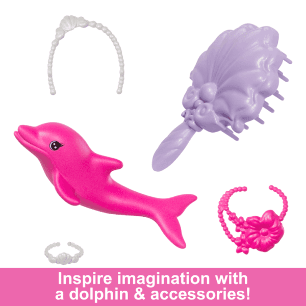 Barbie “Malibu” Mermaid Doll With Color Change Feature, Pet Dolphin And Accessories HRP97 - Image 5