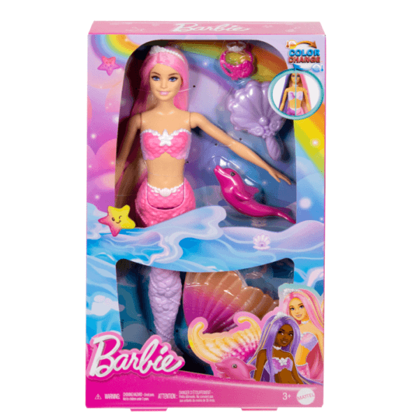 Barbie “Malibu” Mermaid Doll With Color Change Feature, Pet Dolphin And Accessories HRP97 - Image 6