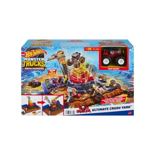 Hot Wheels Monster Trucks Arena Smashers Bone Shaker Ultimate Crush Yard With 1 Vehicle HNB96 - Image 6