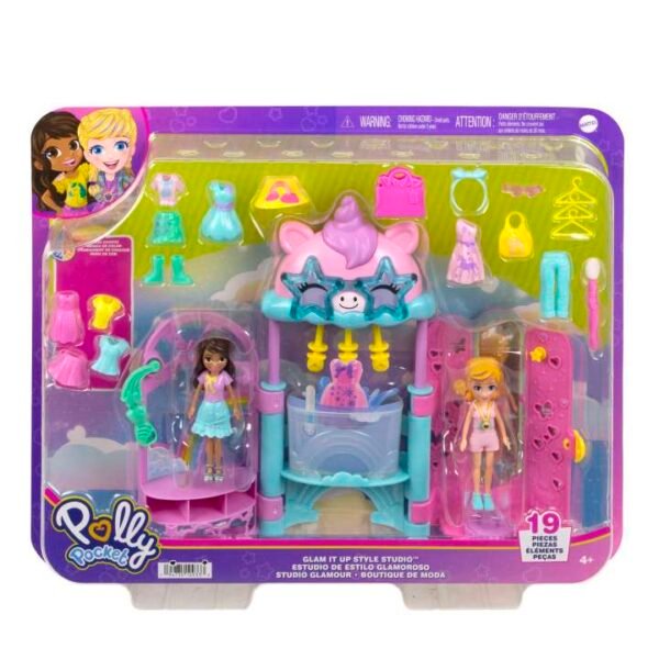 Polly Pocket Glam It Up Style Studio Playset With 2 Dolls, Color Change HKW09 - Image 6