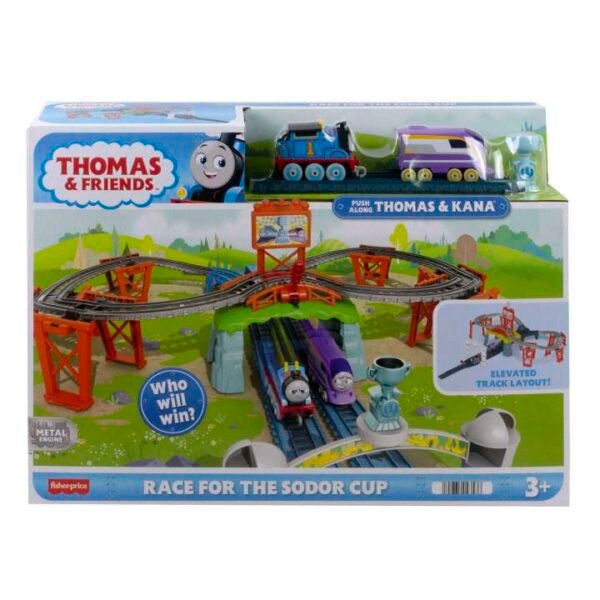 Thomas & Friends Race For the Sodor Cup Set With Thomas & Kana Push-Along Engines & Track HFW03 - Image 6