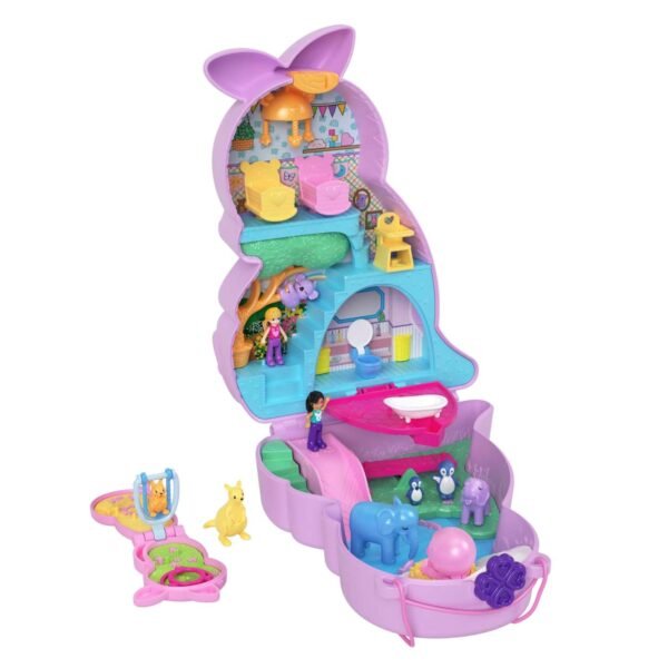 Polly Pocket Mini Toys, Wearable Purse Compact Playsets with 2 Dolls GKJ63 - Image 8