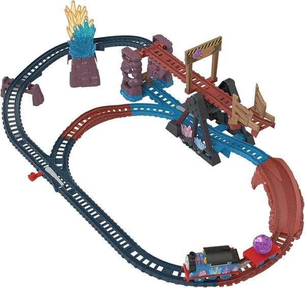 Thomas and Friends Toy Train Set with Motorized Thomas Train and Tipping Bridge, 8 Feet of Track, Crystal Caves Adventure Set HMC28
