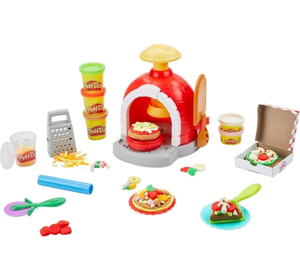 Play-Doh Kitchen Creations Pizza Oven Playset, 6 Cans of Modeling Compound, 8 Accessories, Non-Toxic F4373