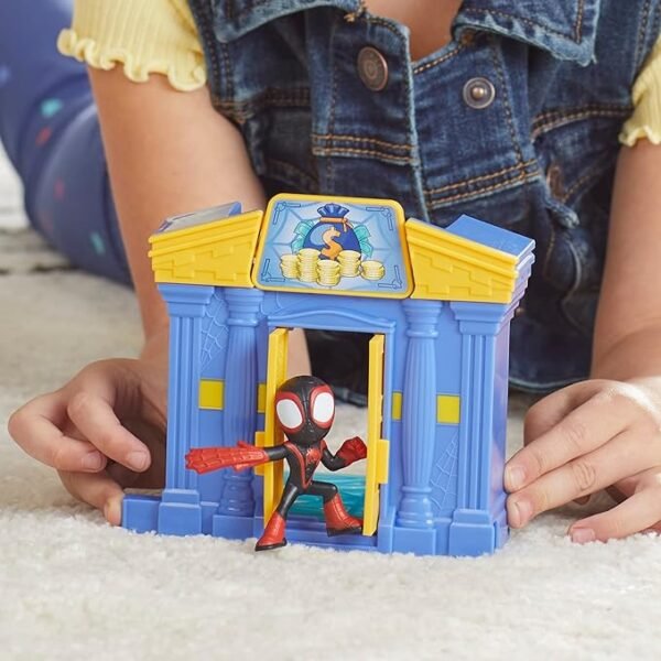 Marvel Spidey and His Amazing Friends City Blocks, Miles Morales: Spider-Man City Bank Kids Playset F8362 - Image 3