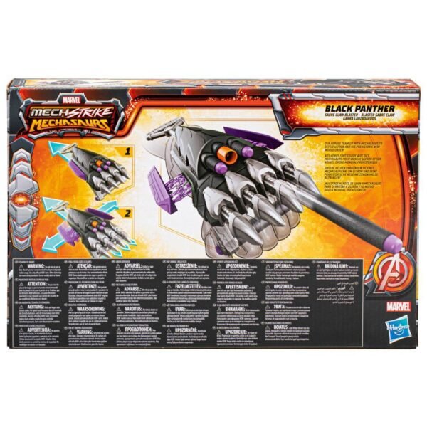 Marvel Mech Strike Mechasaurs Black Panther Sabre Claw Blaster, NERF Blaster with 3 Darts F6678 - Image 3