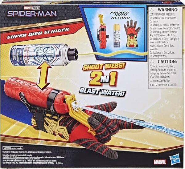 Marvel Spider-Man Super Web Slinger, 2-in-1 Shoots Webs or Water Shooter F1111 - Image 3