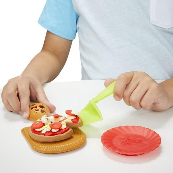 Play-Doh Kitchen Creations Pizza Oven Playset, 6 Cans of Modeling Compound, 8 Accessories, Non-Toxic F4373 - Image 5