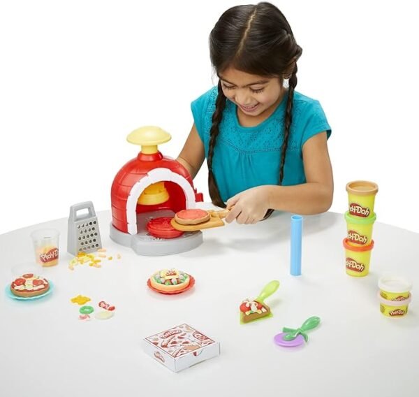Play-Doh Kitchen Creations Pizza Oven Playset, 6 Cans of Modeling Compound, 8 Accessories, Non-Toxic F4373 - Image 6
