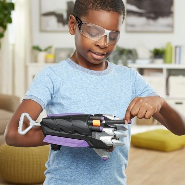 Marvel Mech Strike Mechasaurs Black Panther Sabre Claw Blaster, NERF Blaster with 3 Darts F6678 - Image 8