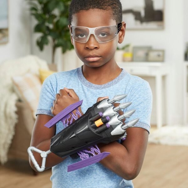 Marvel Mech Strike Mechasaurs Black Panther Sabre Claw Blaster, NERF Blaster with 3 Darts F6678 - Image 9