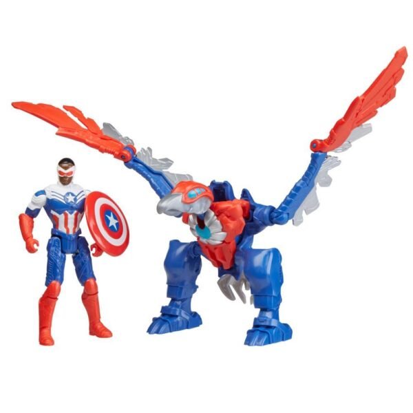 Marvel Mech Strike Mechasaurs Captain America (4”) with Redwing Mechasaur Action Figures F6675