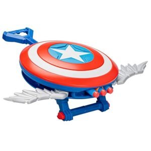 Marvel Mech Strike Mechasaurs Captain America Redwing Blaster, NERF Blaster with 3 Darts F8001