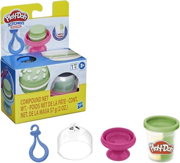 Play-Doh Kitchen Creations Clip-On Macaron Set with 1 Can of Duo-Color Non-Toxic Modeling Compound, Multicolor F1985