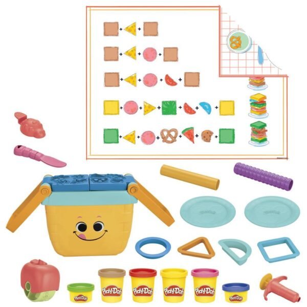 Play-Doh Picnic Shapes Starter Set, 12 Tools and 6 Cans, Preschool Toys F6916