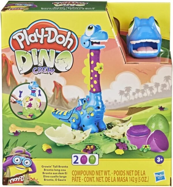 Play-Doh Dino Crew Growin' Tall Bronto Toy Dinosaur with 2 Play-Doh Eggs F1503