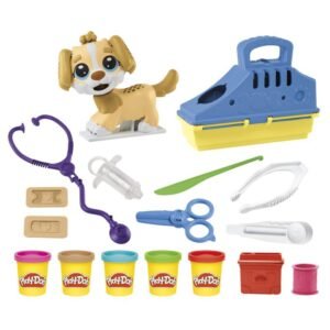 Play-Doh Care 'n Carry Vet Playset with Toy Dog, Carrier, 10 Tools, 5 Colors F3639