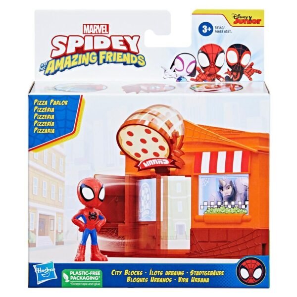Marvel Spidey and His Amazing Friends City Blocks Spidey Pizza Parlor Kids Playset F8360 - Image 2