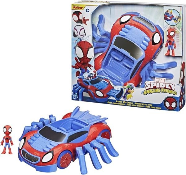 Spidey and His Amazing Friends Ultimate Web-Crawler, With Spidey Stunner Feature And 4-Inch Spidey Figure F1460 - Image 2