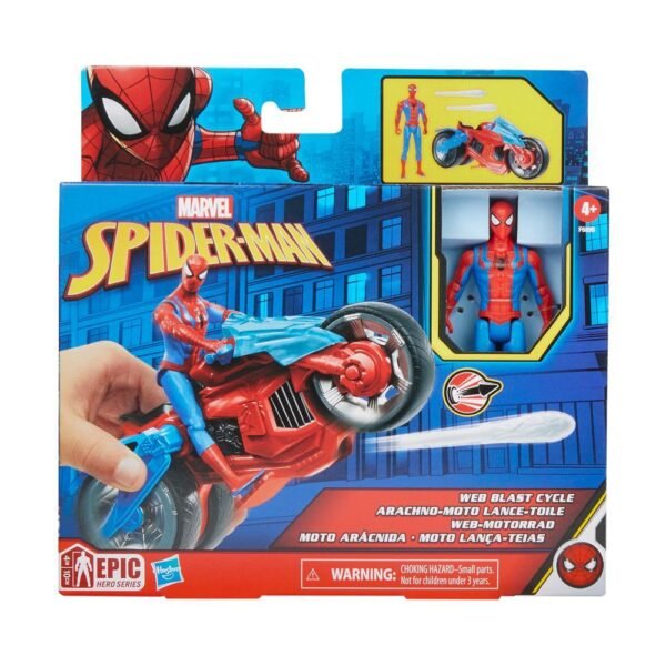 Marvel Spider-Man Web Blast Cycle Kids Playset with Poseable Spider-Man Action Figure F6899 - Image 6