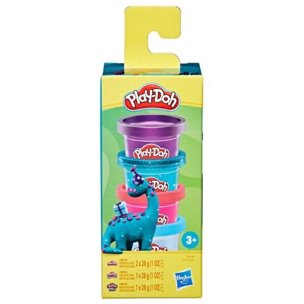 Play-Doh Dino Mini Color 4-Pack of Modeling Compound with Glitter and Metallic Colors, 1-Ounce Cans, Non-Toxic F7570 - Image 2