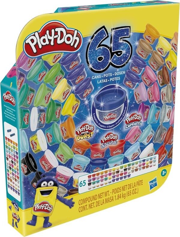 Play-Doh Ultimate Color Collection 65-Pack of Modeling Compound, Non-Toxic, 1-Ounce Fun Size Cans, Includes Sapphire, Sparkle, Confetti, Metallic Colors, and Color Burst F1528 - Image 2